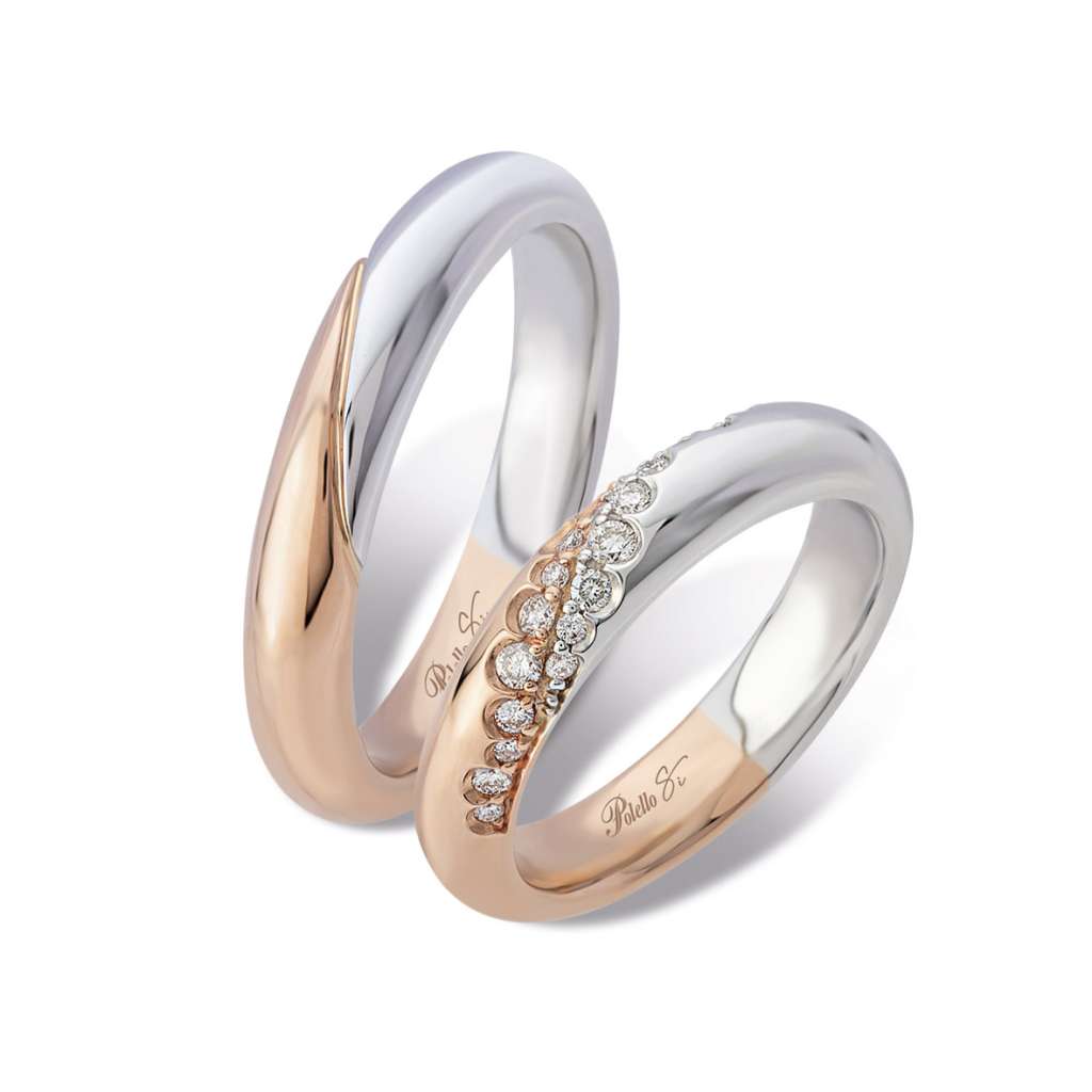 Polello Sì Lo Voglio Fedi oro bianco e rosa bicolore