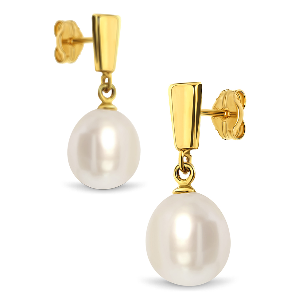 MIORE Earrings Orecchini Oro Giallo 14KT Perla