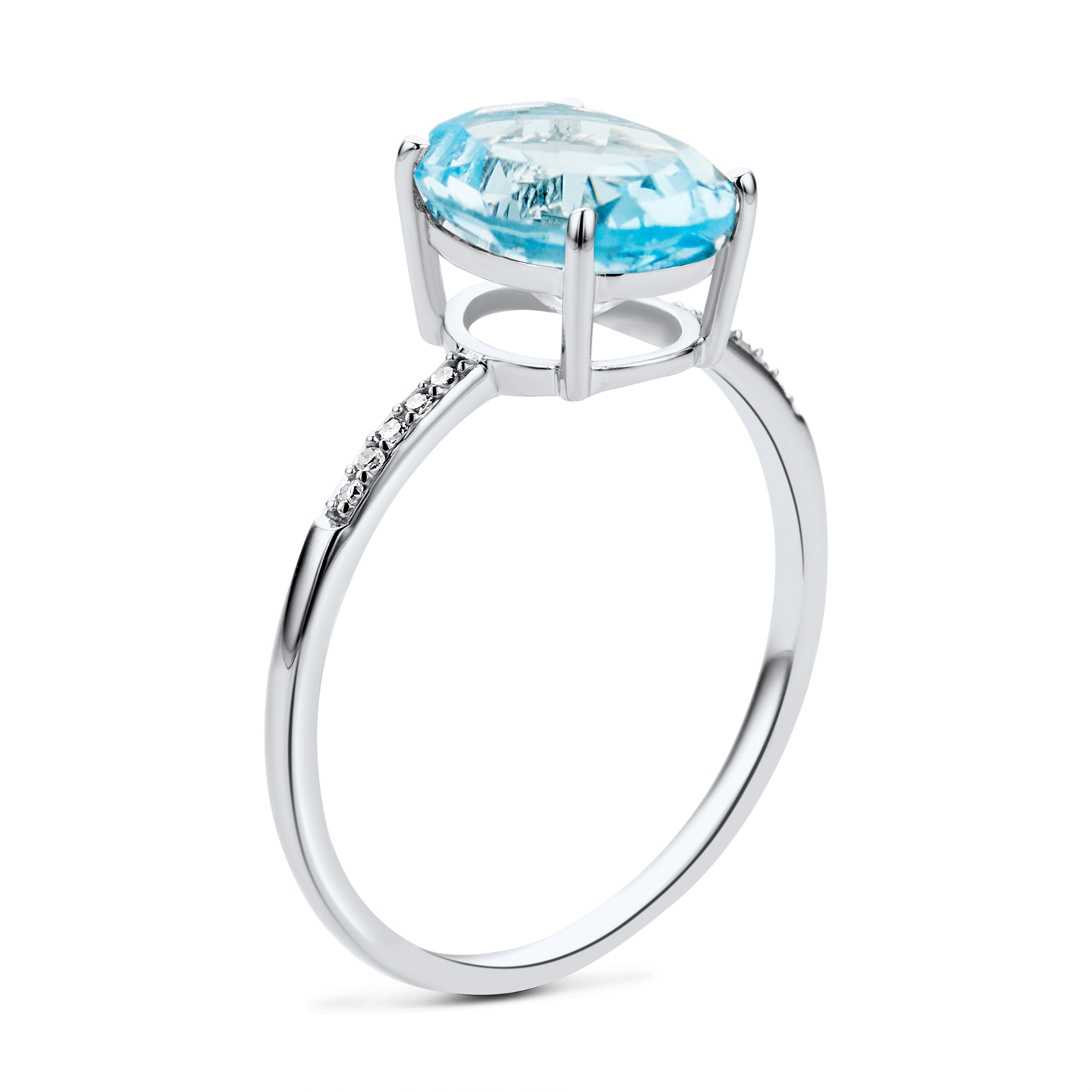 Miore Ring Anello oro bianco 9Kt topazio blu