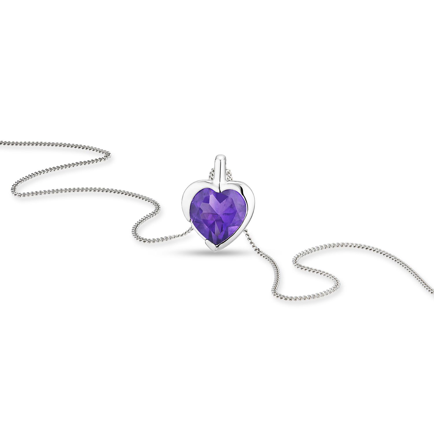 Miore Necklace Collana Oro Bianco 9KT Ametista Viola