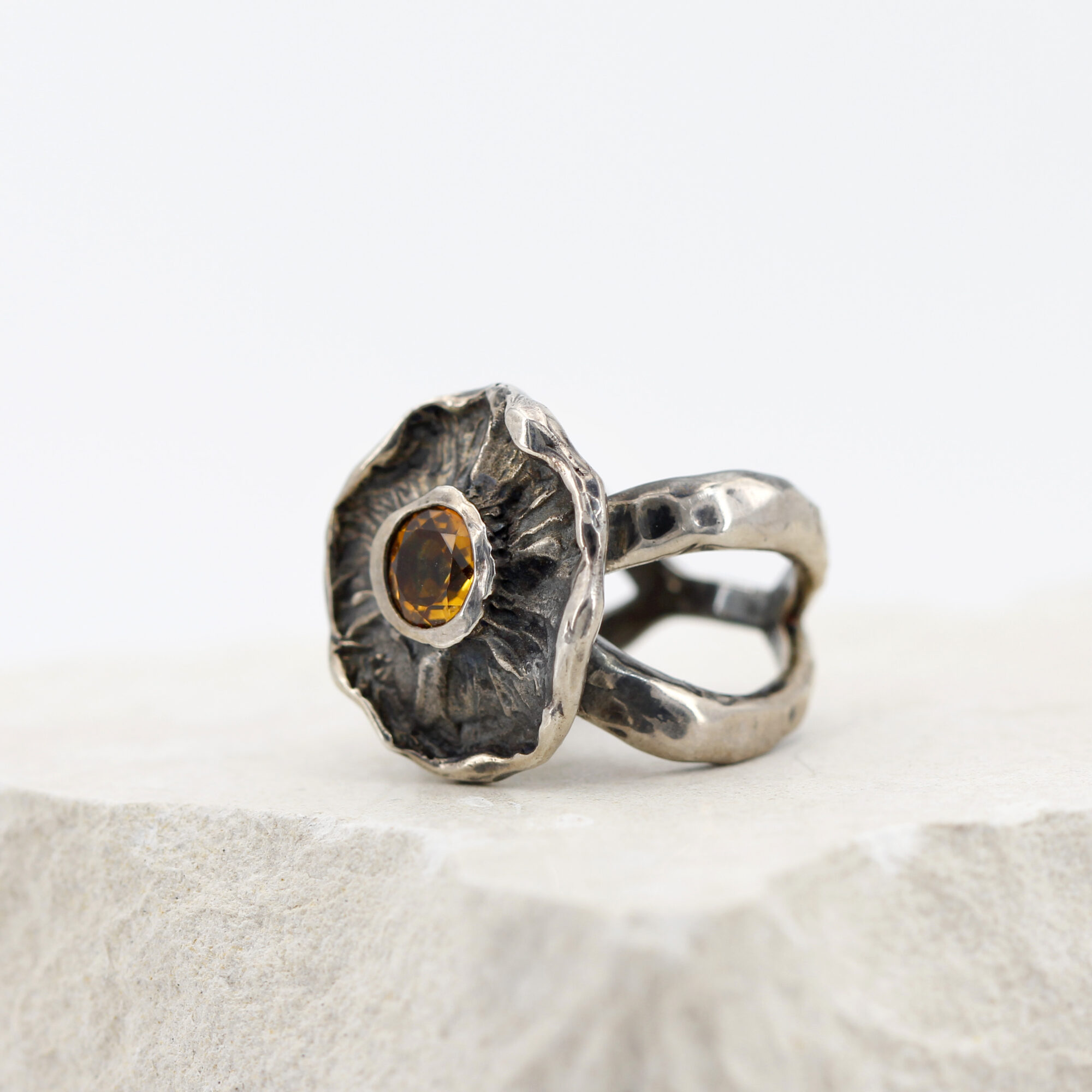 Anna Gioielli Winter Flower Anello Argento Quarzo Citrino