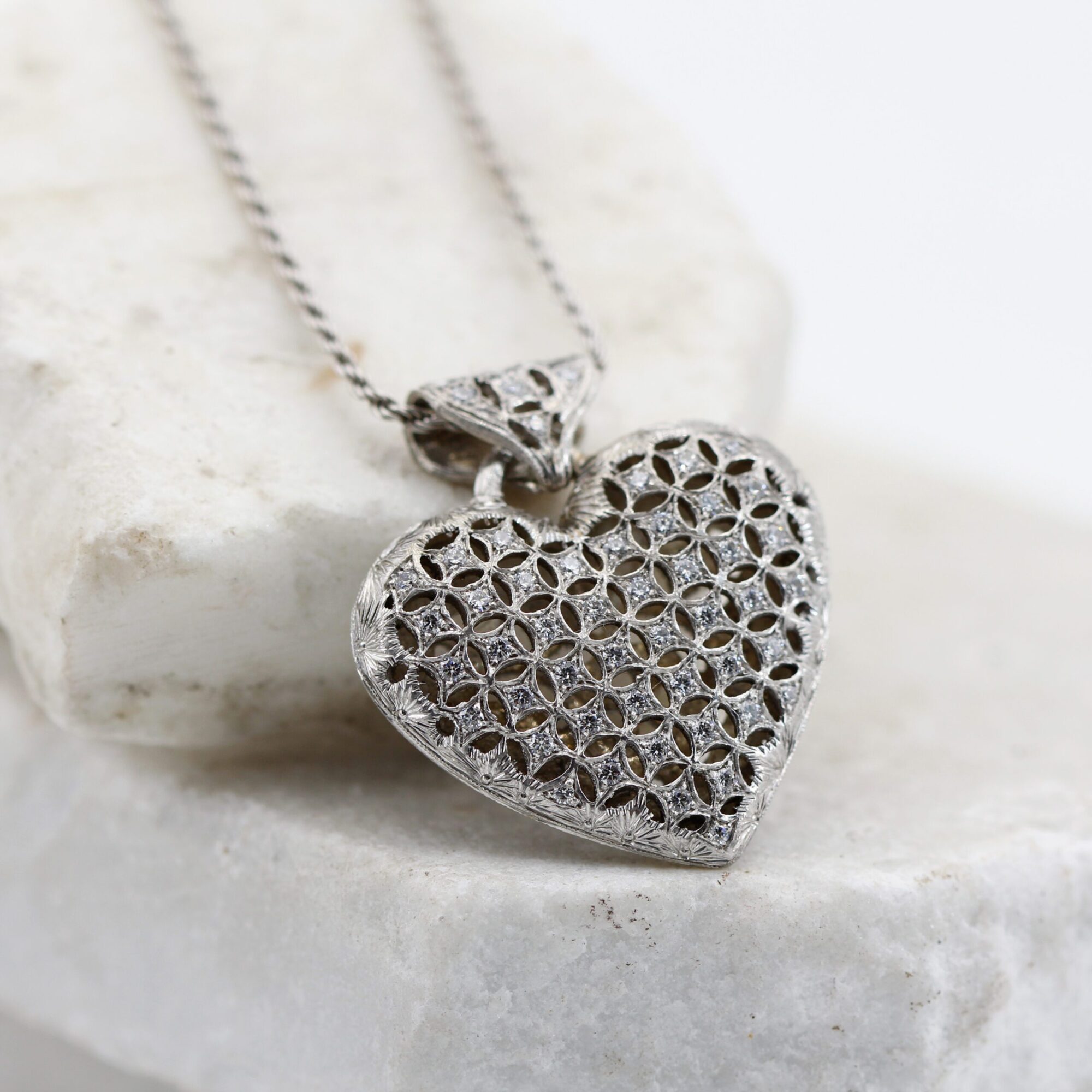 Anna Gioielli Pendenti Collana Cuore Argento 52 Zirconi Corda