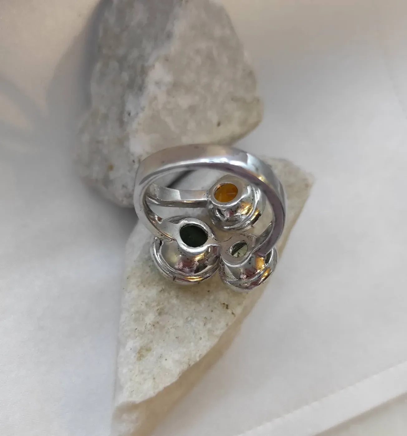 Anna Gioielli Anelli anello argento 925 pietre verdi arancioni