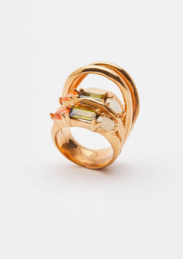 Voodoo Jewels Bold Shapes Adah anello tormaline opali