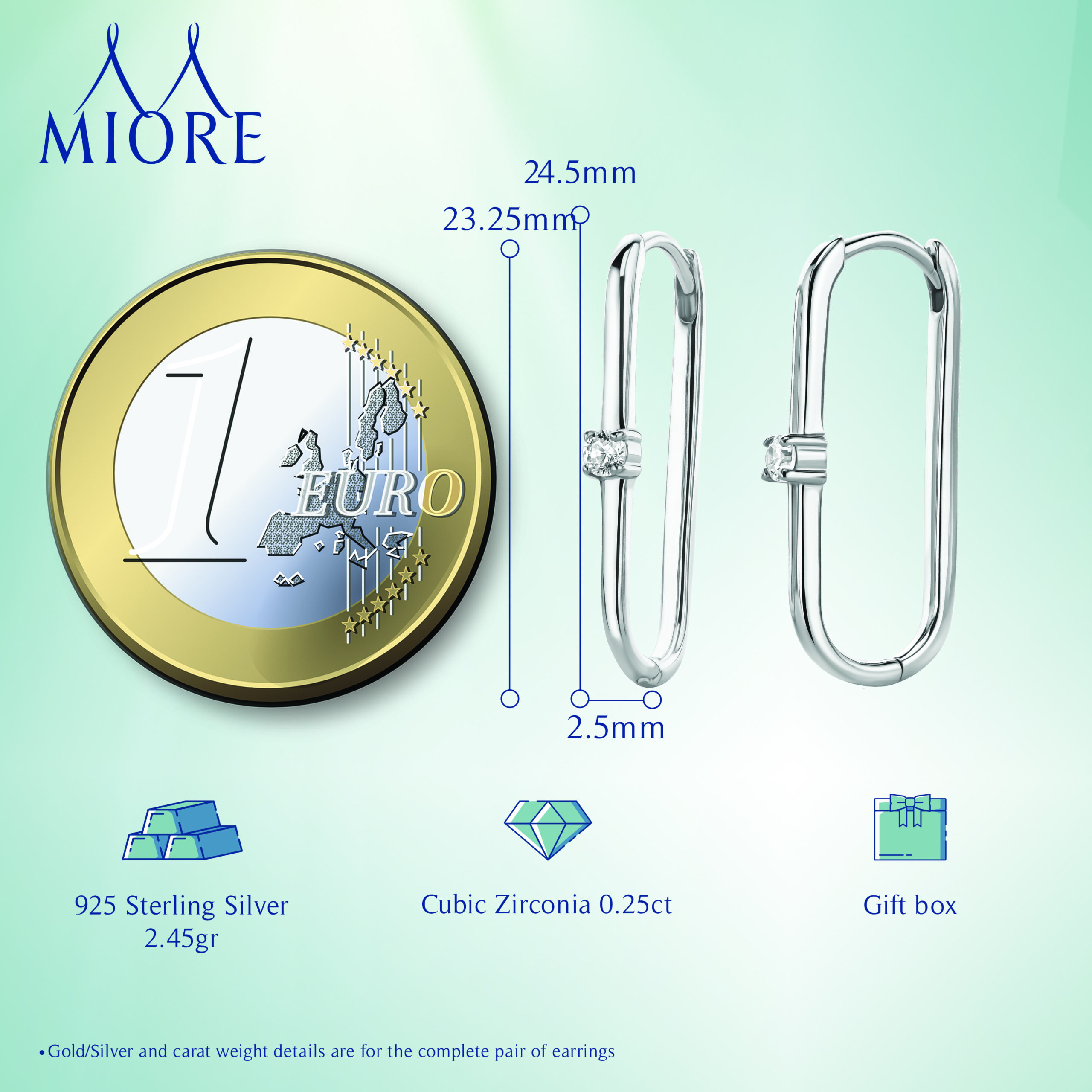 Miore Orecchini Argento 925 Zirconia Cubica