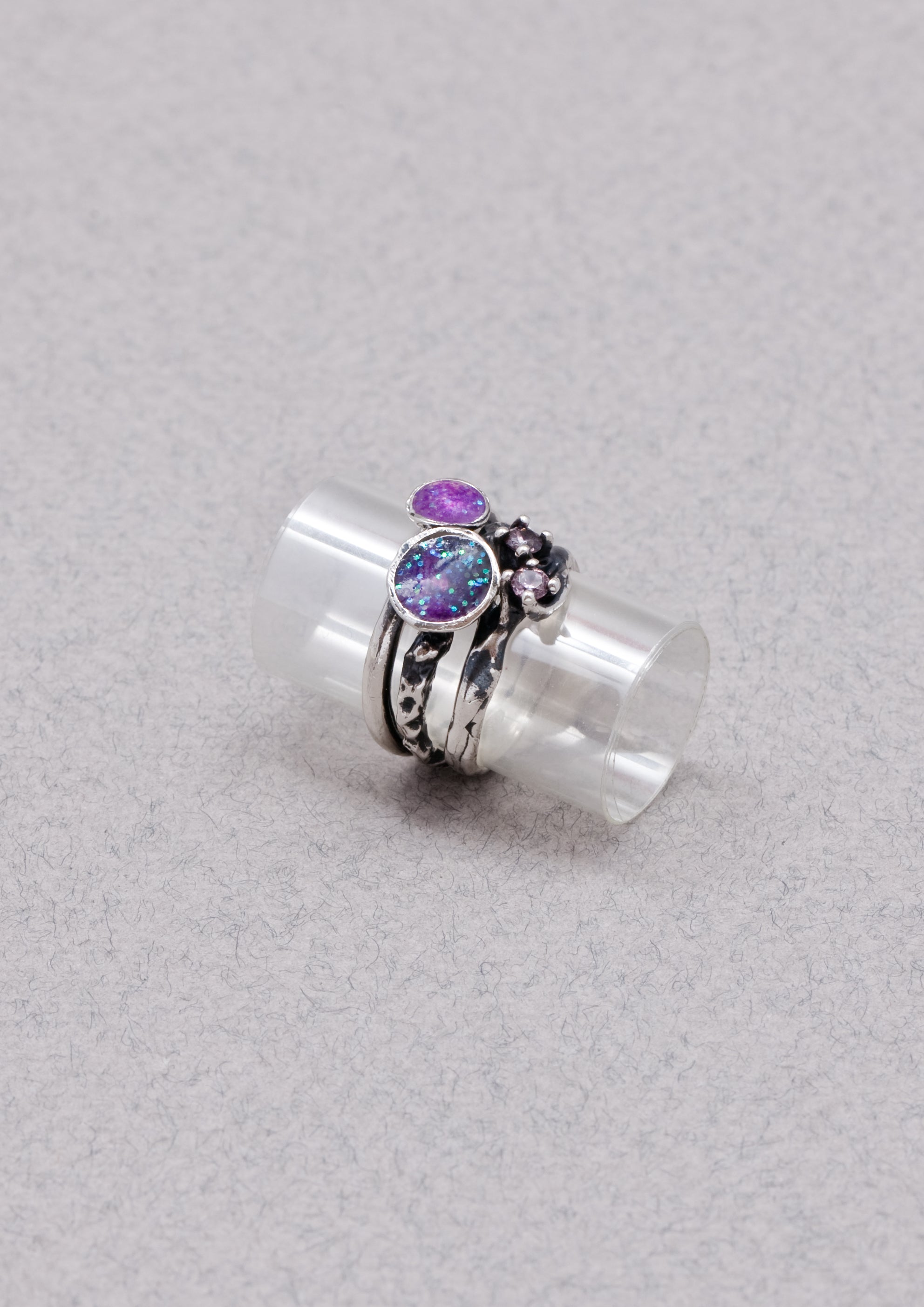 Voodoo Jewels Bold Shapes Ipsitilla anello argento brunito M