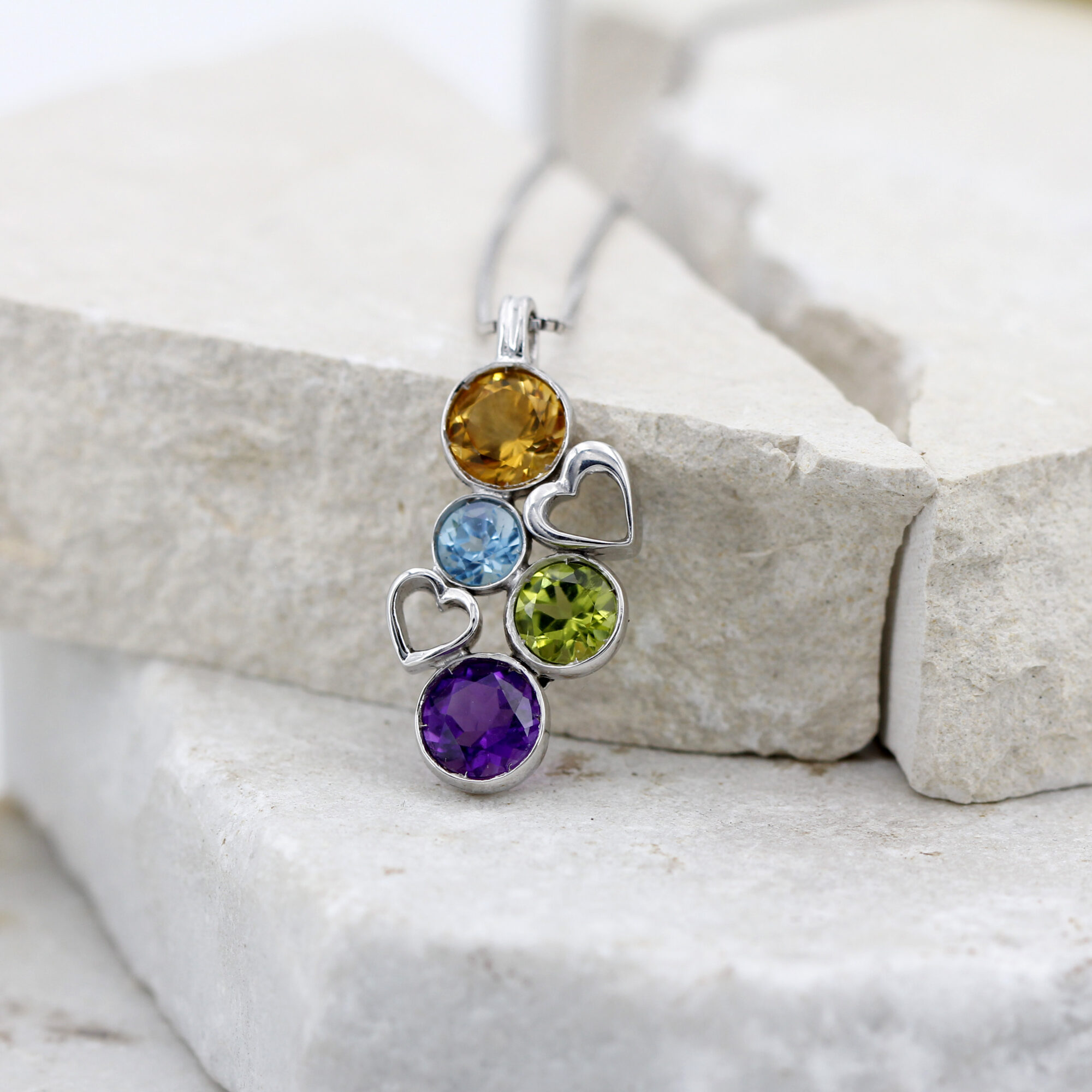 Anna Gioielli Pendenti ciondolo argento cuori 4 pietre 30x15 mm