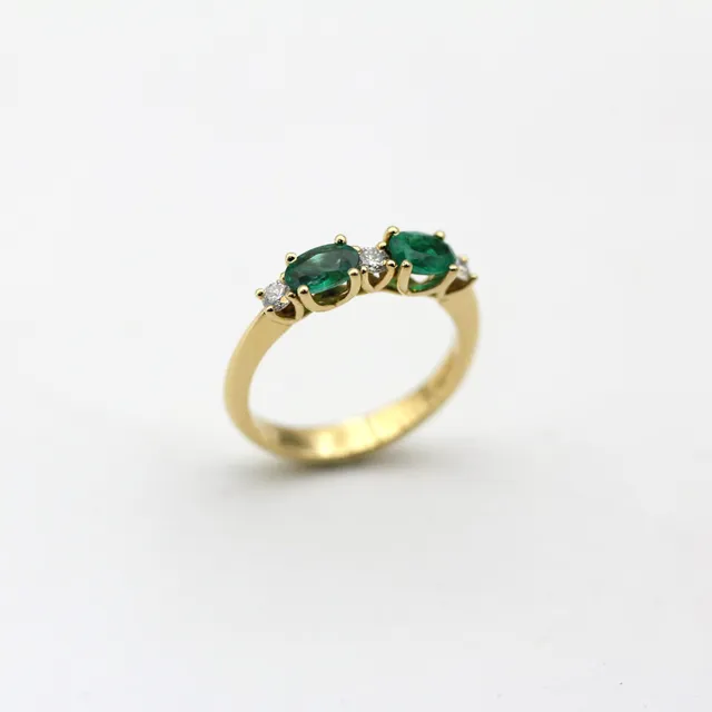 Anna Gioielli Classici anello Noi due oro giallo smeraldi diamanti