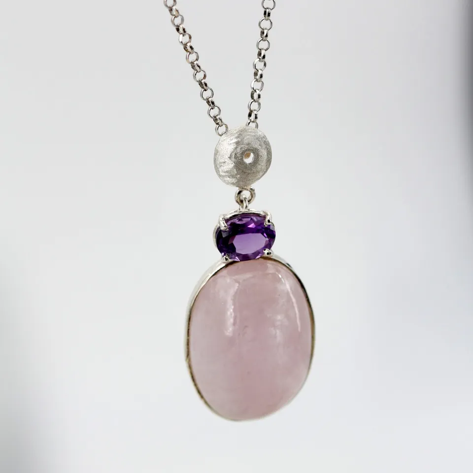Anna Gioielli Pendenti ciondolo argento morganite ametista 46cm