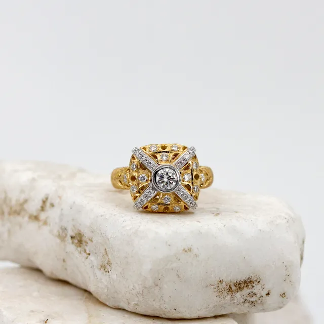 Anna Gioielli Prestige Anello Oro Stile Fiorentino Diamanti 0,80 ct