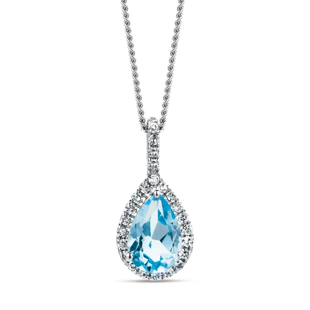Miore Necklace Collana Oro Bianco 9KT Topazio Swiss Blue