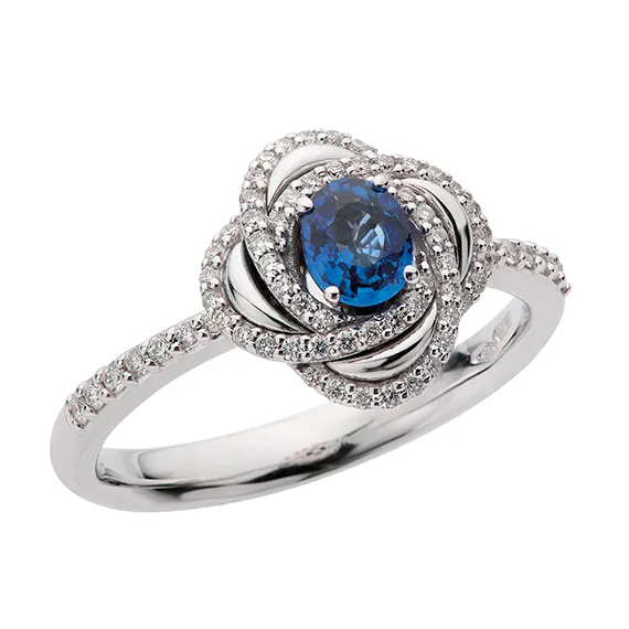 Polello Centrika Anello Zaffiro Oro Diamanti Blu