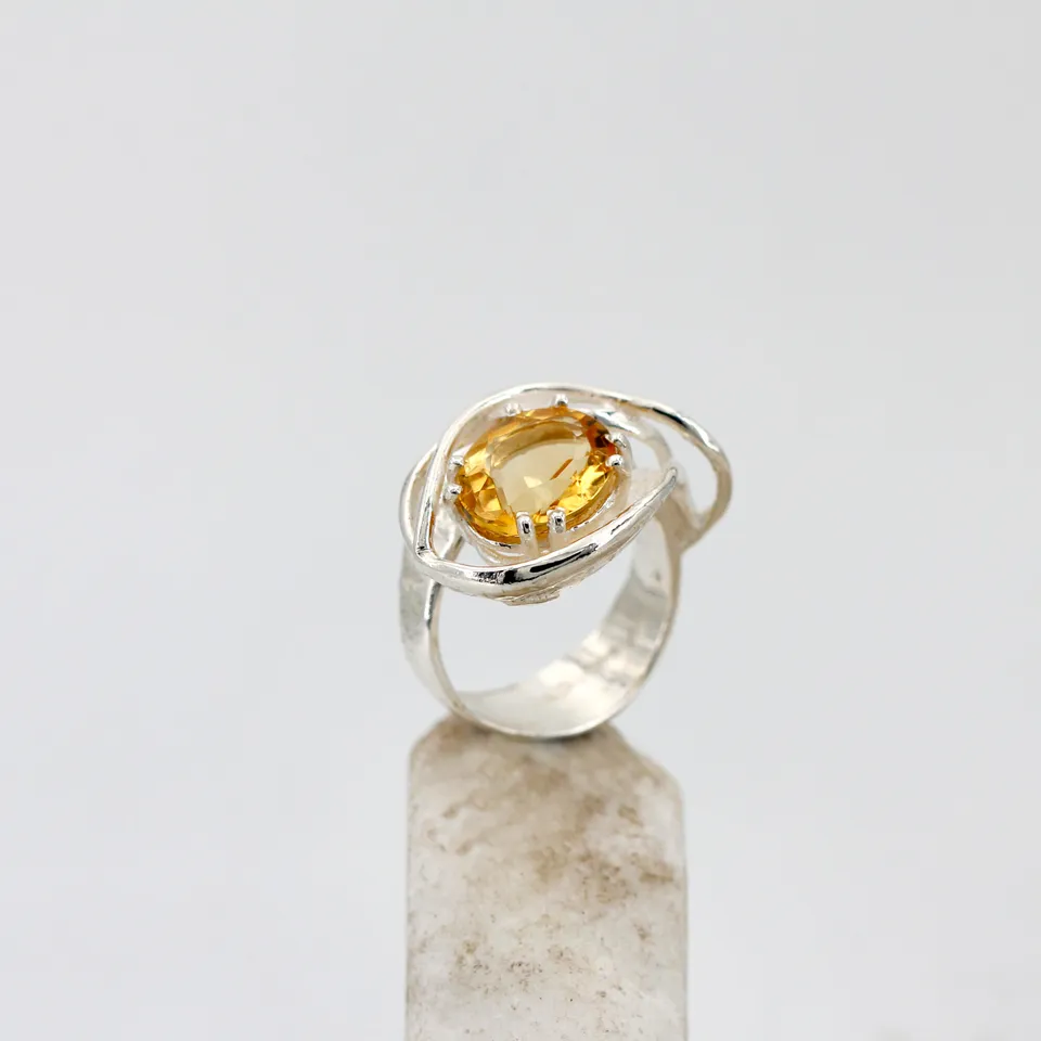 Anna Gioielli Anelli anello argento citrino naturale regolabile