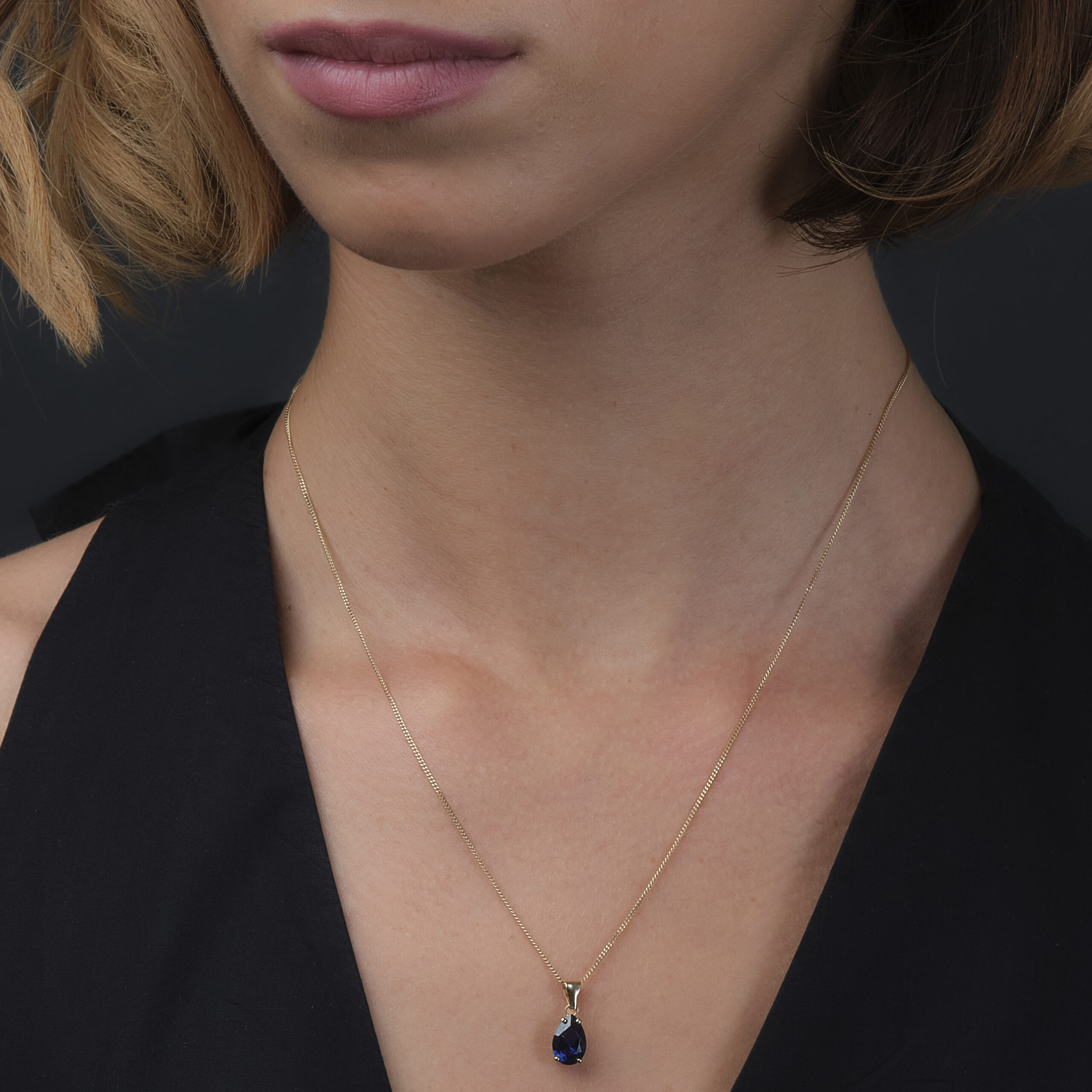 Miore Necklace Collana Oro Giallo Zaffiro 9KT