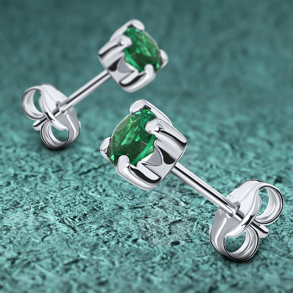 Miore Earrings Orecchini oro bianco 9kt smeraldo creato