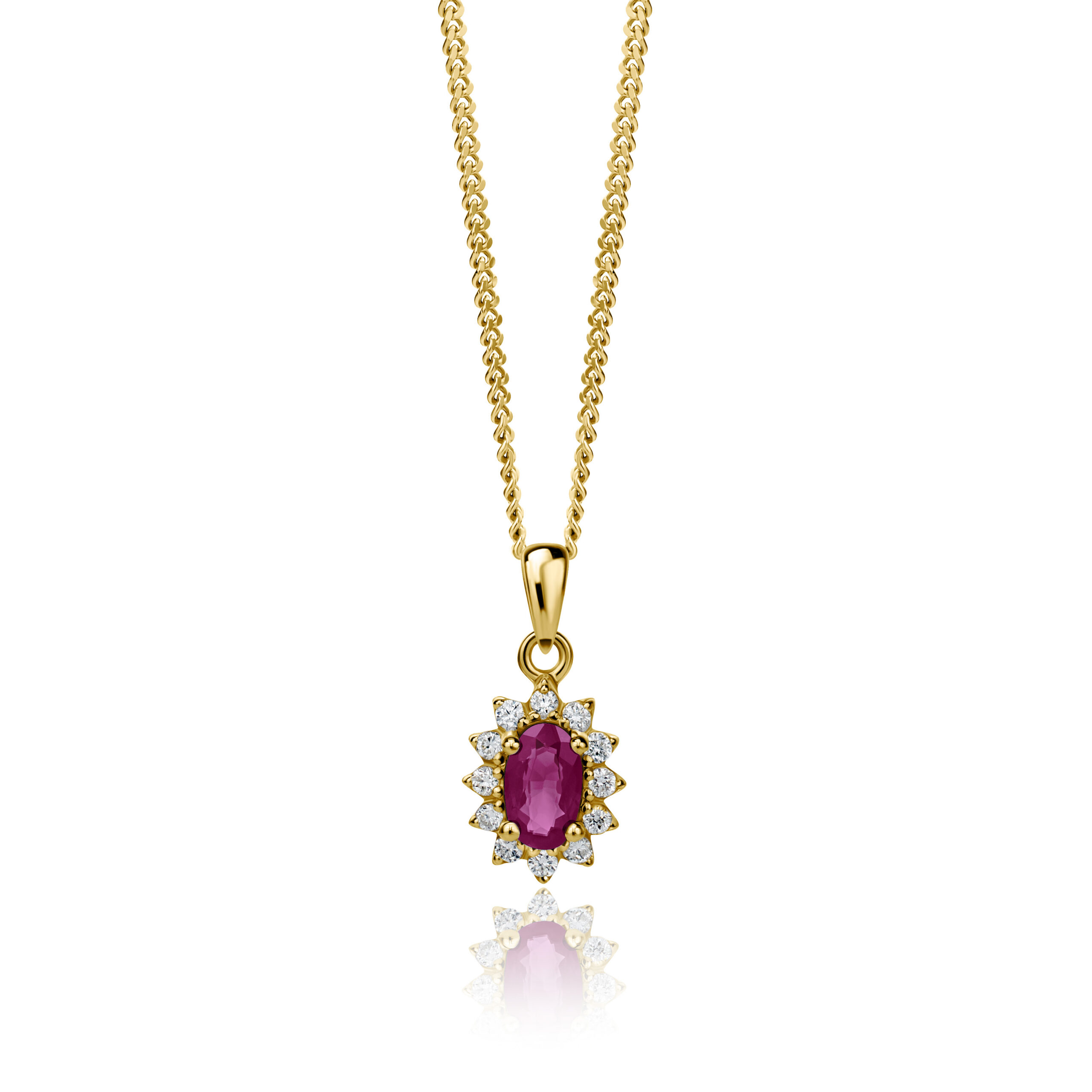 Miore Collana Oro Giallo 9 Kt Rubino Naturale