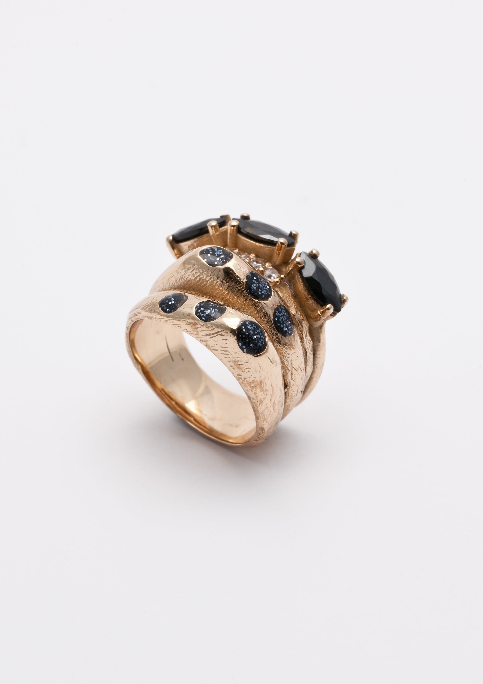 Voodoo Jewels Bold Shapes Semia anello bronzo oro pietre