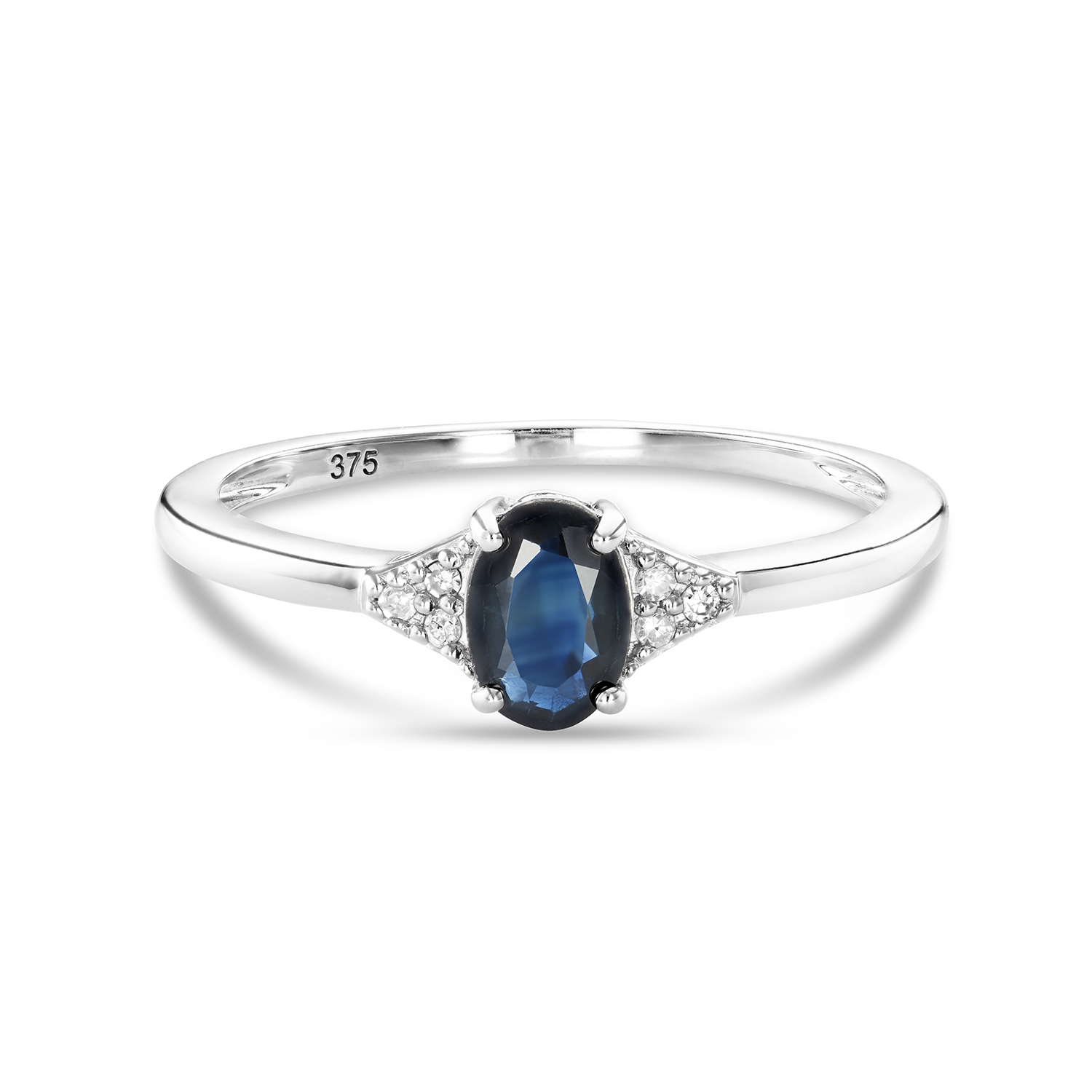 Miore Anello Oro Bianco 9KT Zaffiro Naturale