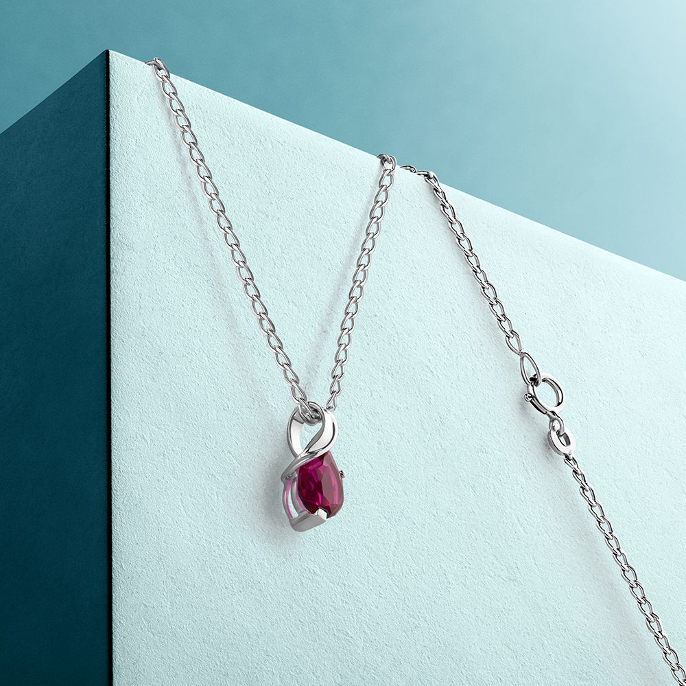 Miore Necklace Collana oro bianco 9kt rubino creato