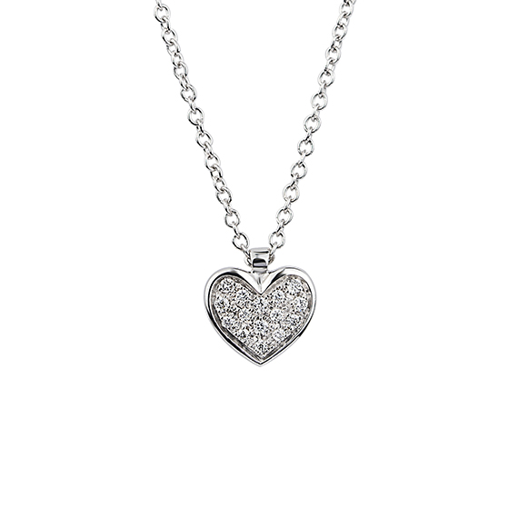 Polello Cuori Collana con Cuore Pavè diamanti oro