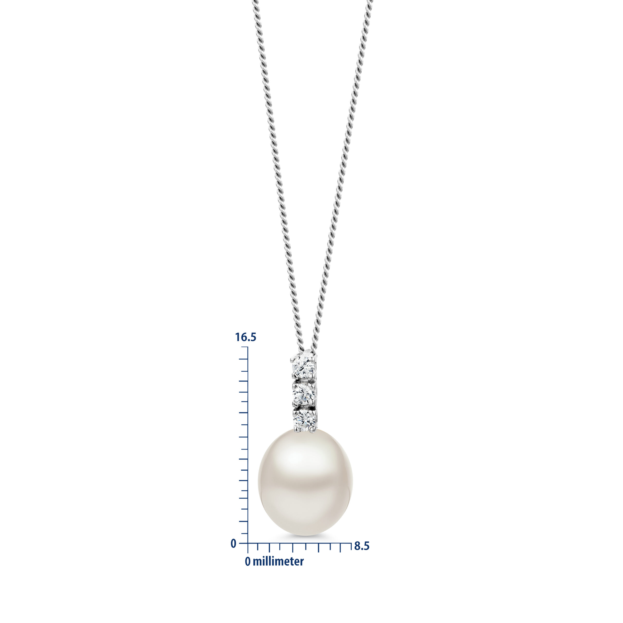 Miore Collana Perle Oro Bianco 9Kt 375