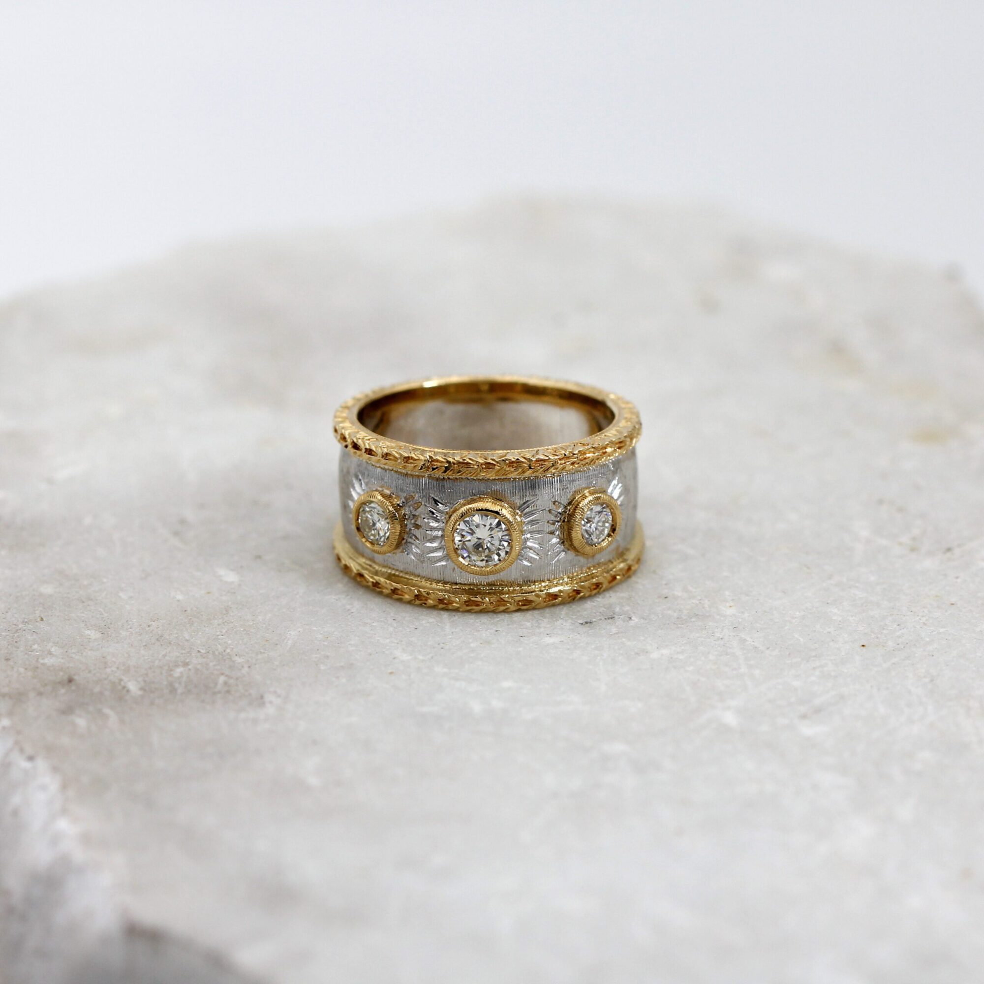 Anna Gioielli Classici anello bicolore oro 3 diamanti 0,50 ct