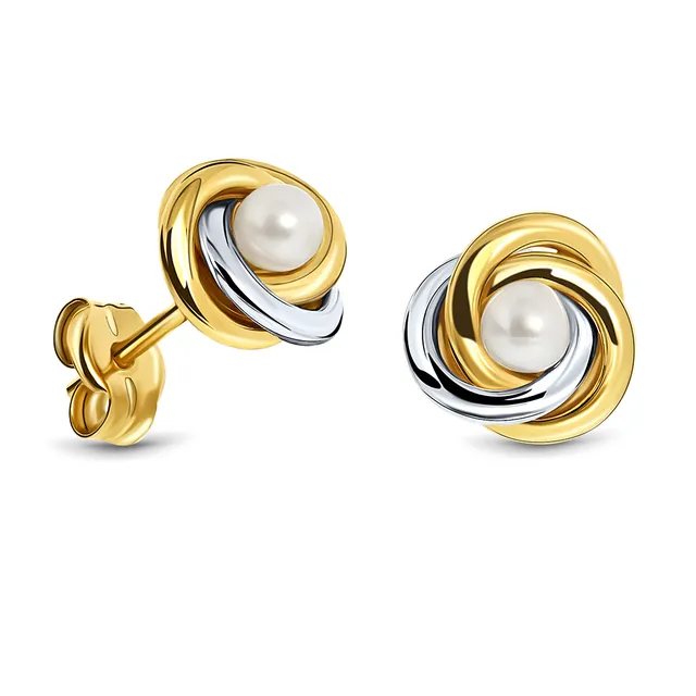 Miore Orecchini Oro Bicolore 14Kt Perla
