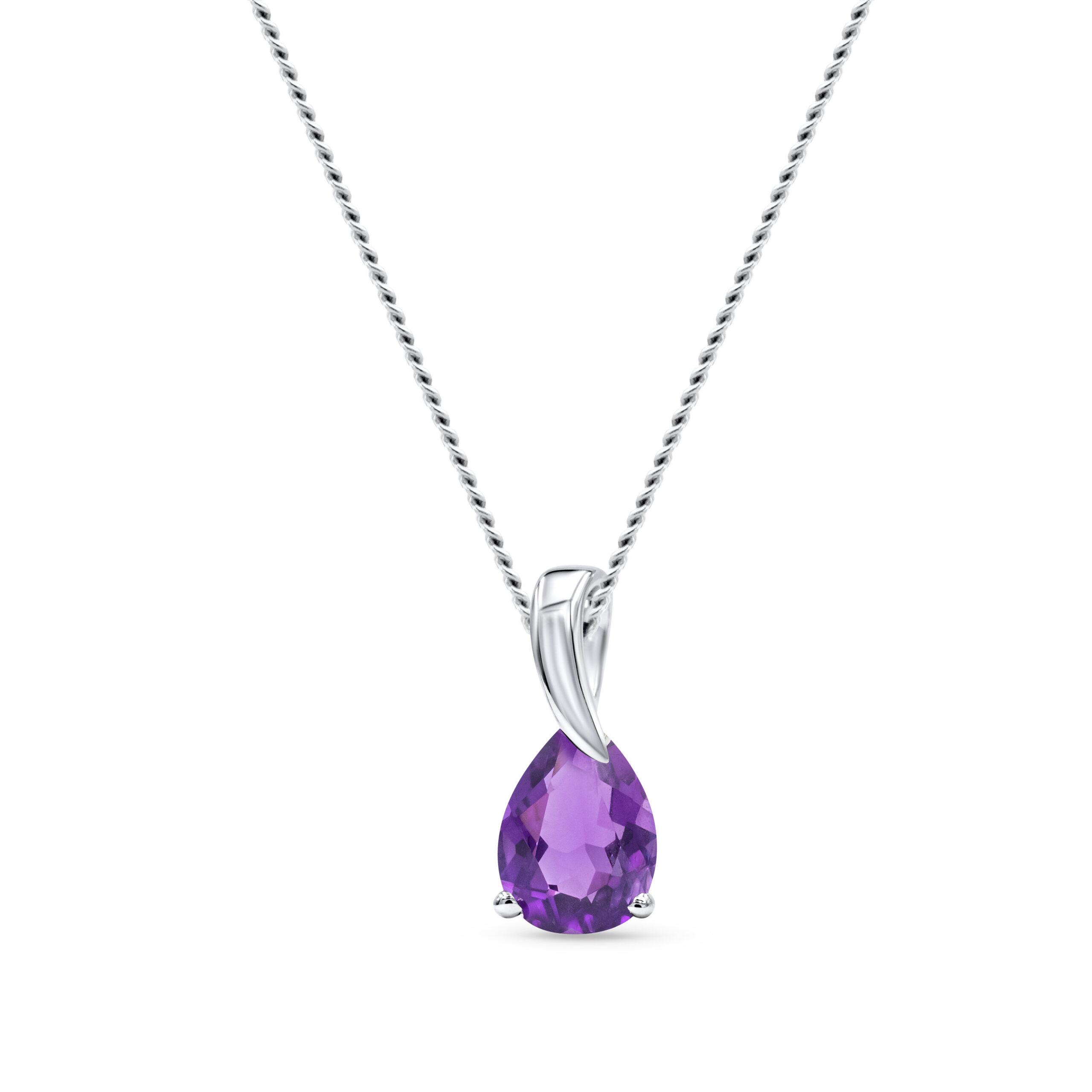 MIORE Collana Oro Bianco 9 Kt Ametista