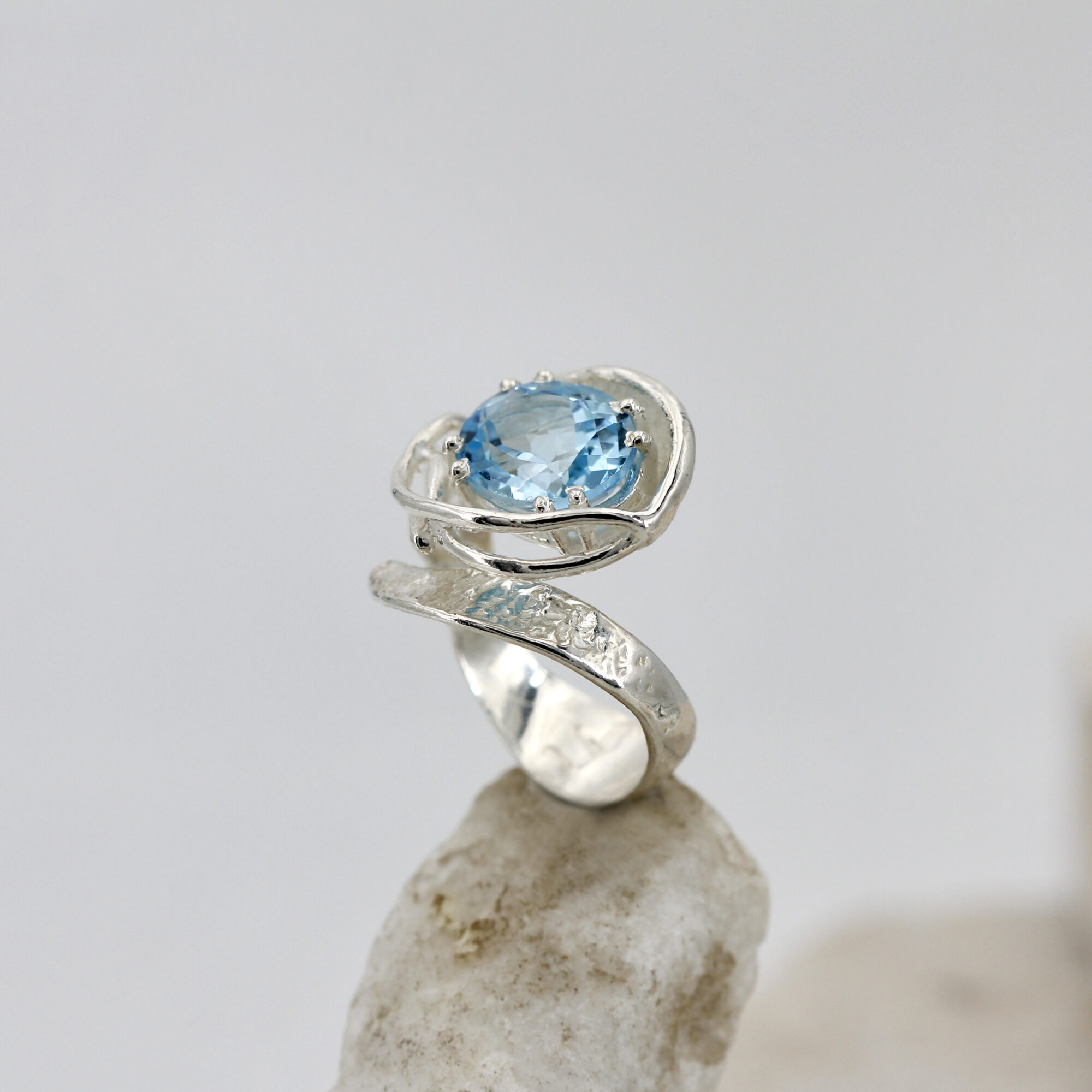 Anna Gioielli Anelli anello argento topazio blu 12x9 mm regolabile