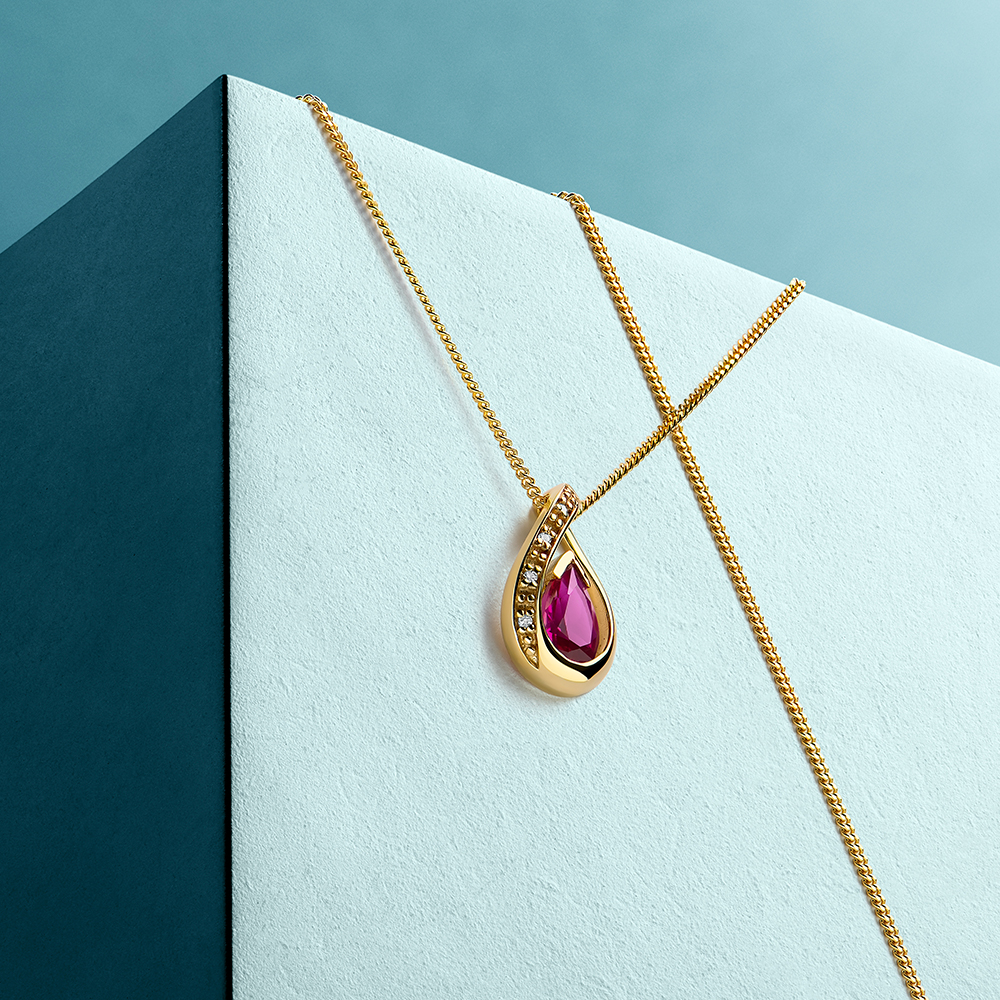 Miore Collana oro giallo 9kt rubino creato