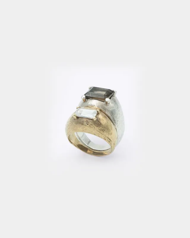 Voodoo Jewels Bold Shapes Adrastea anello quarzo fumé