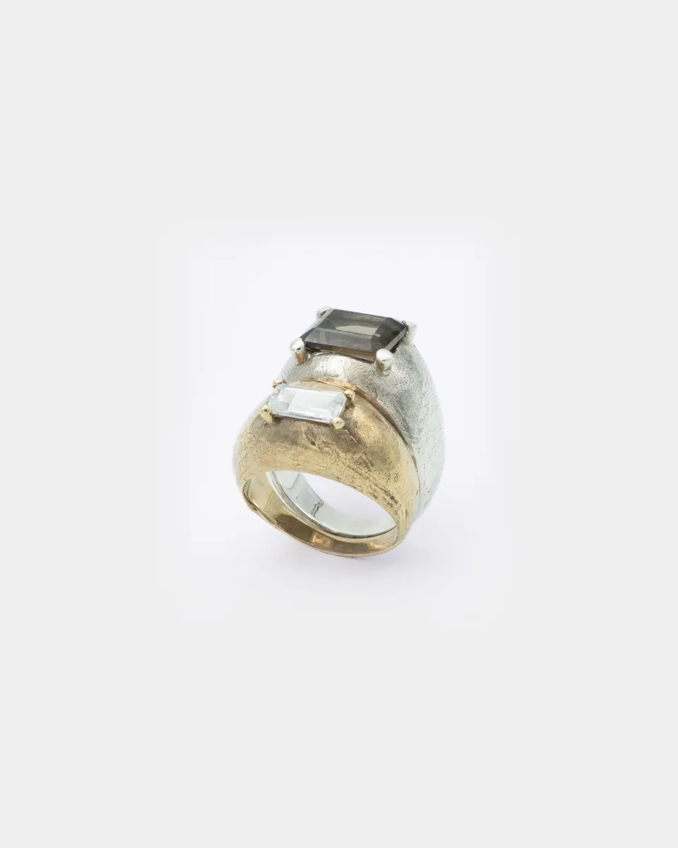 Voodoo Jewels Bold Shapes Adrastea anello quarzo fumé