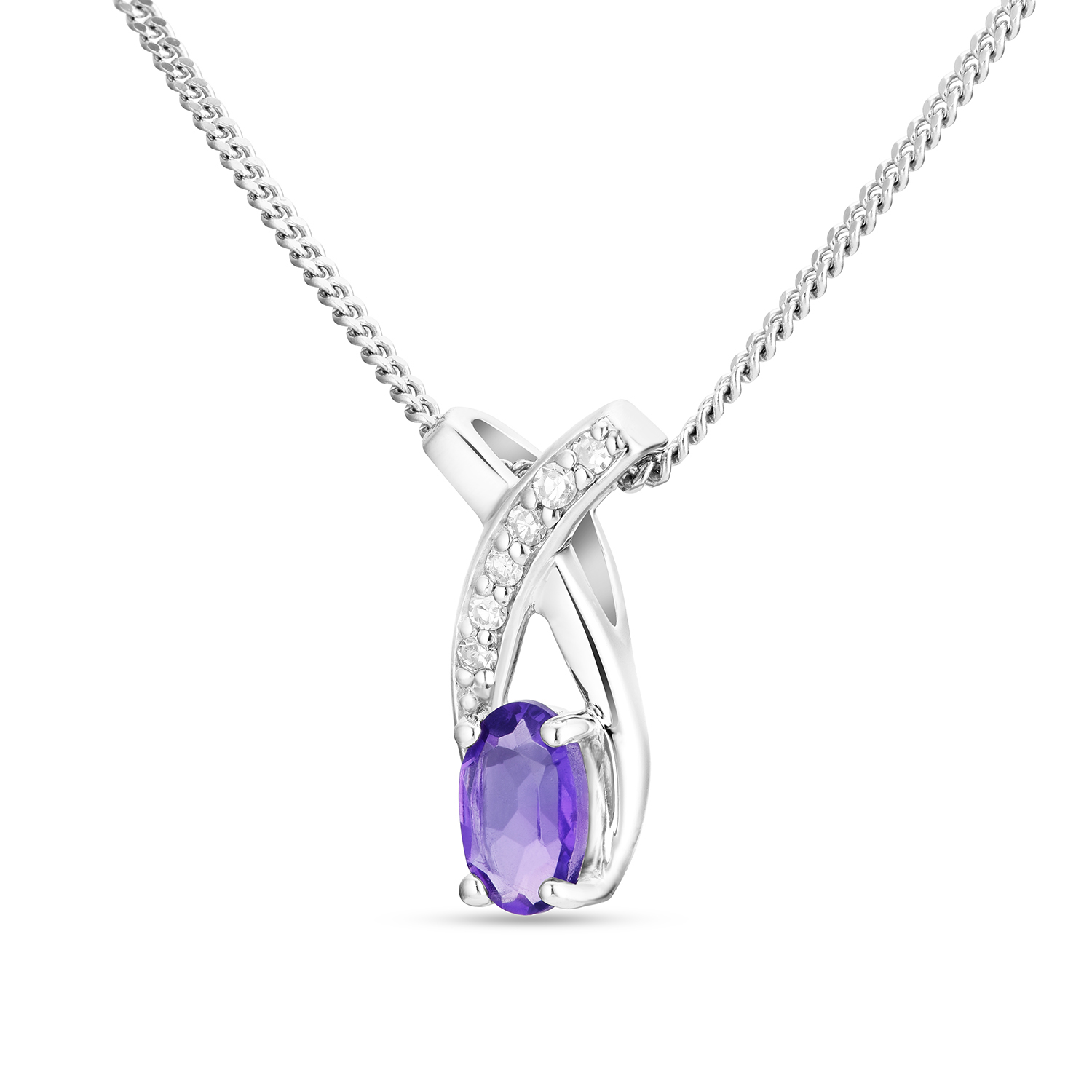 Miore Collana Oro Bianco 9KT Ametista