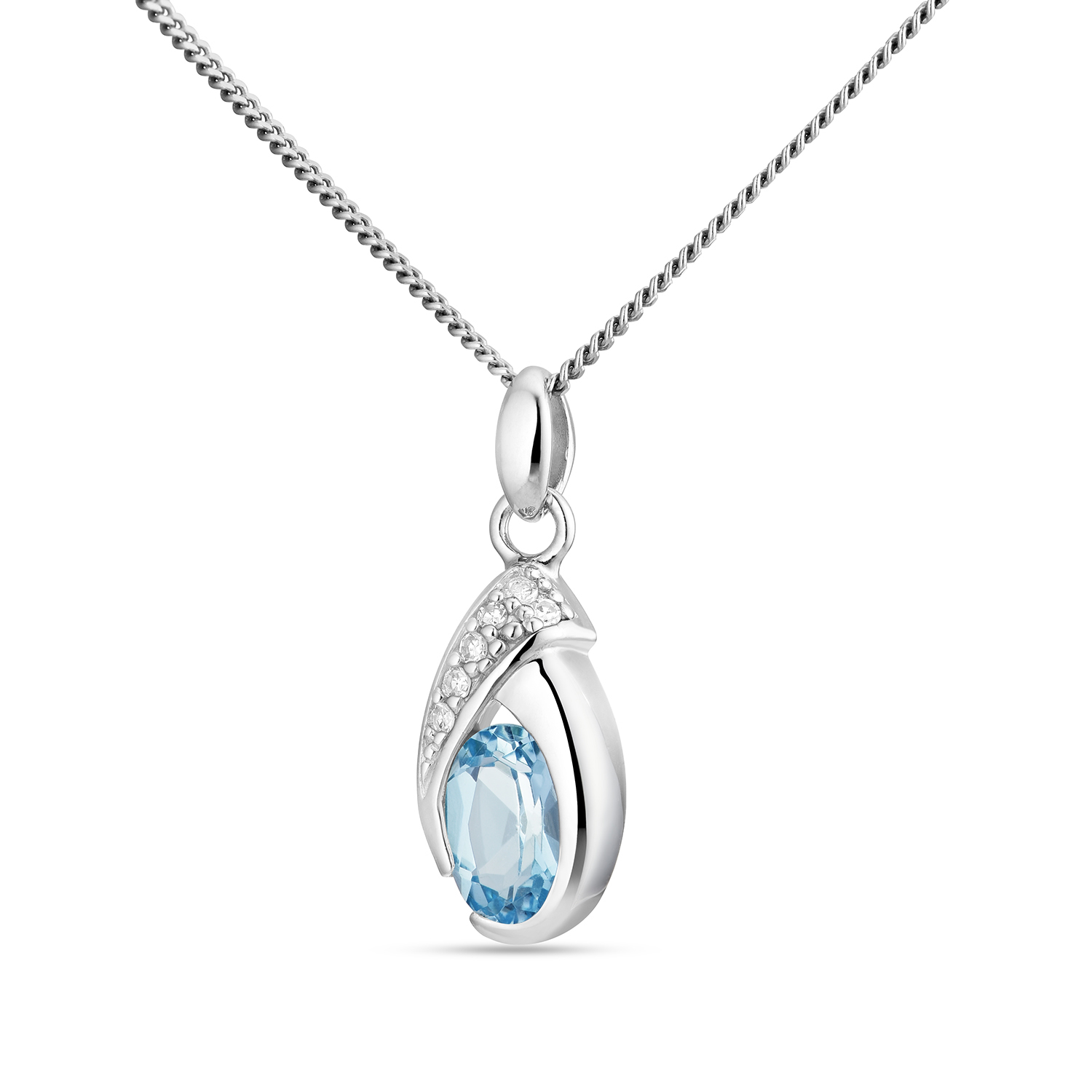 Miore Collana oro bianco 9kt topazio blu