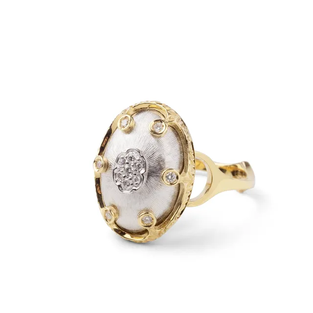 Noi Gioielli Firenze 1873 Ornato anello corona oro giallo diamanti 0,14 ct