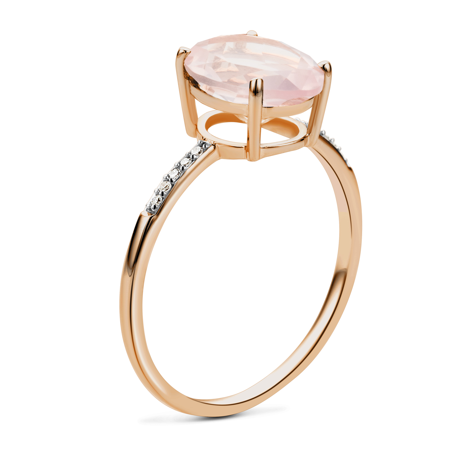 Miore Ring anello oro rosa 9Kt quarzo rosa