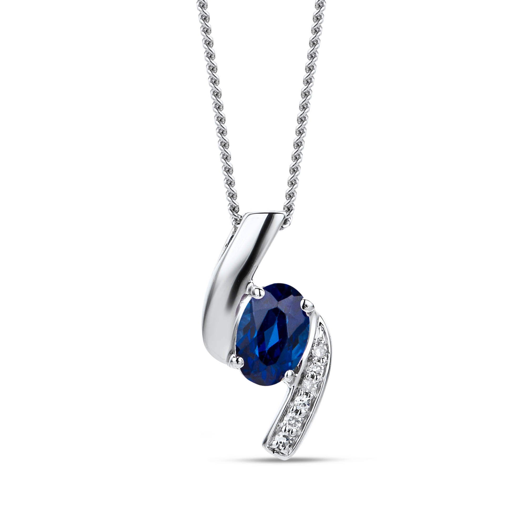 Miore collana oro bianco 9 kt zaffiro creato