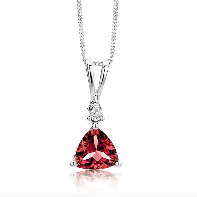 Miore Collana Oro Bianco 9Kt con Granato