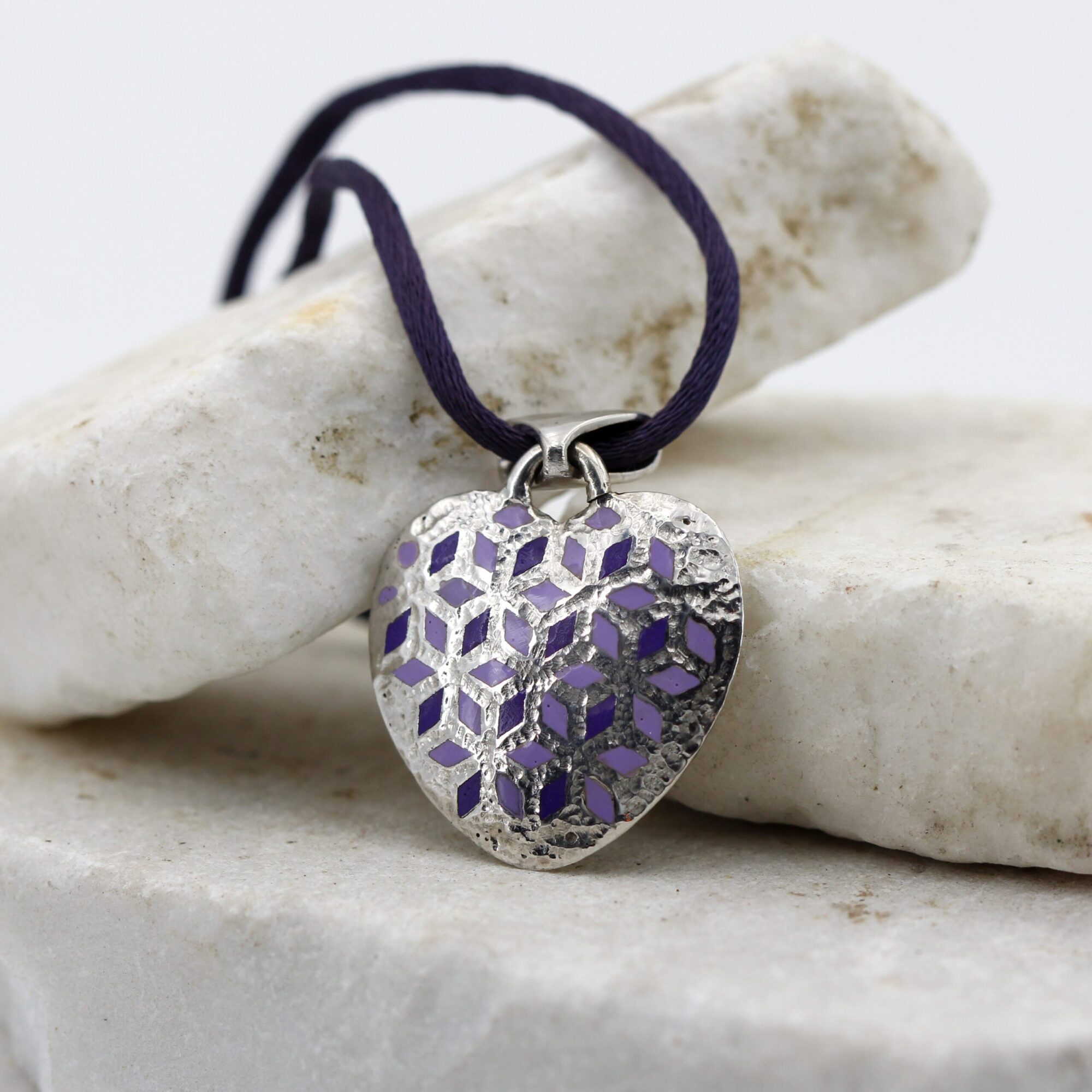 Anna Gioielli Pendenti Ciondolo Cuore Argento Smalto Viola