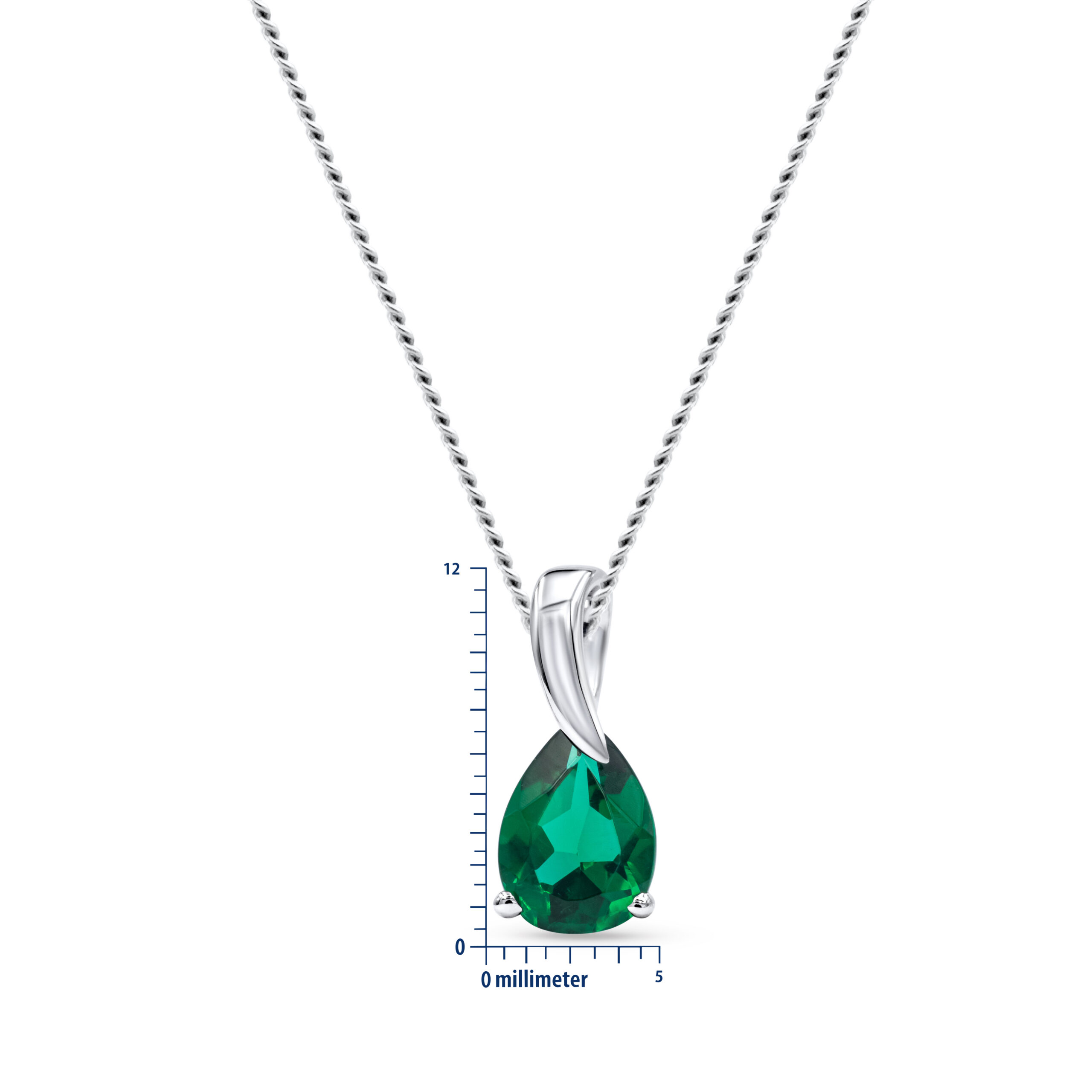 Miore Collana Oro Bianco 9kt Smeraldo Creato