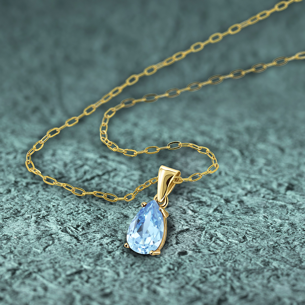 Miore Collana Oro Giallo 9Kt Topazio Blu