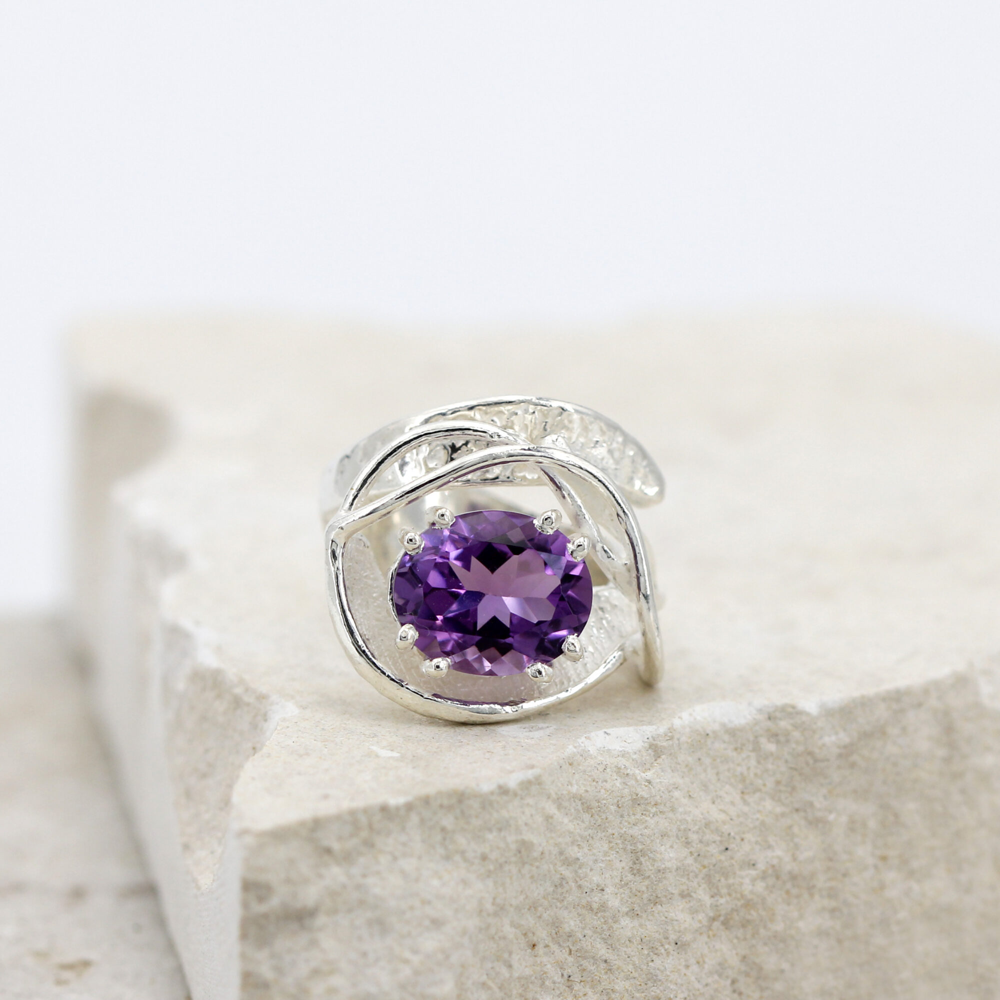 Anna Gioielli Anelli anello argento ametista castone nido regolabile