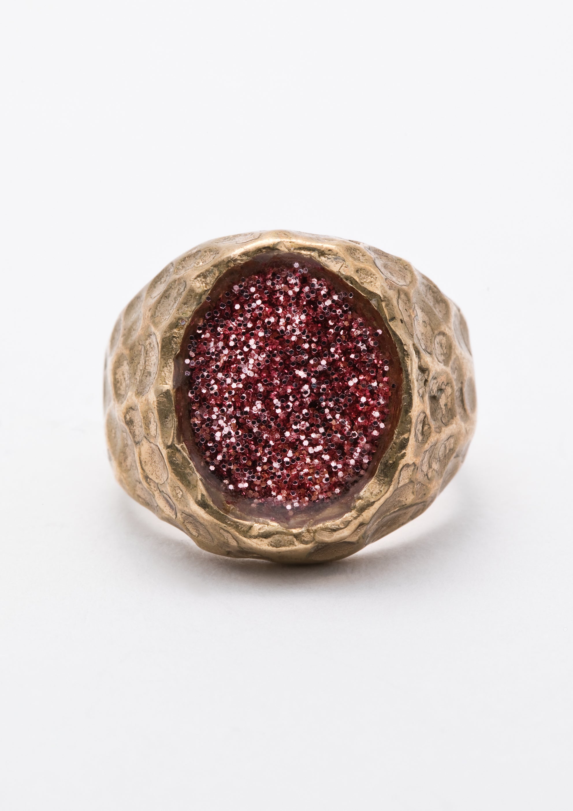 Voodoo Jewels Sigilla Pink Sigillum anello chevalier bronzo oro