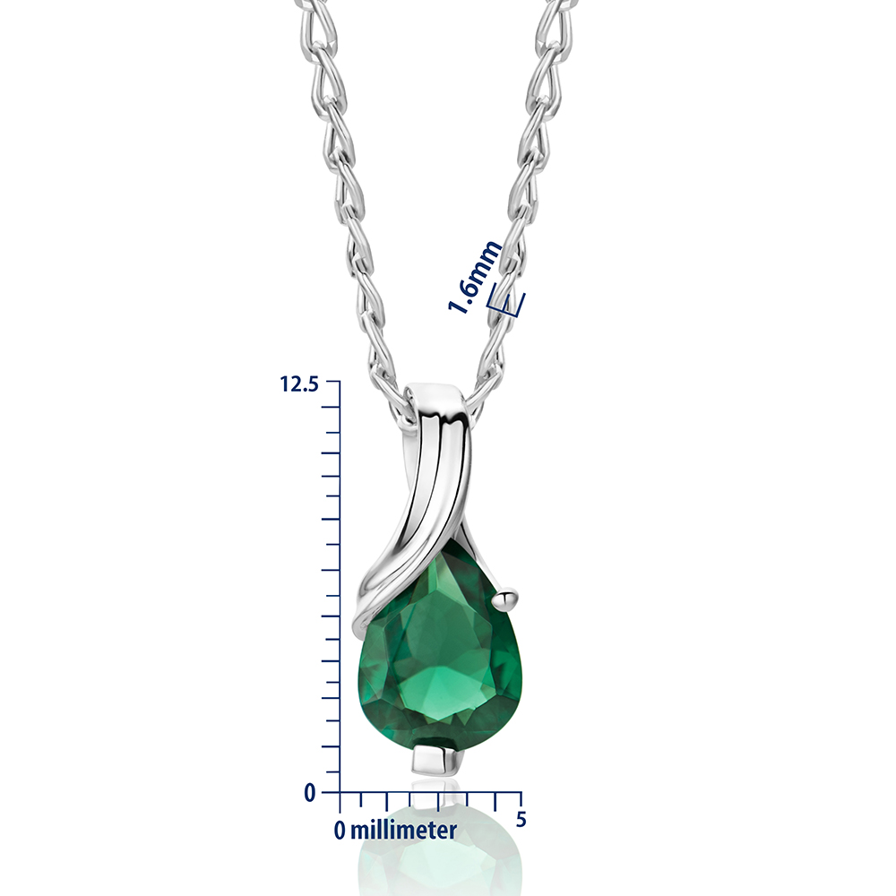 Miore Collana Oro Bianco 9KT Smeraldo Creato