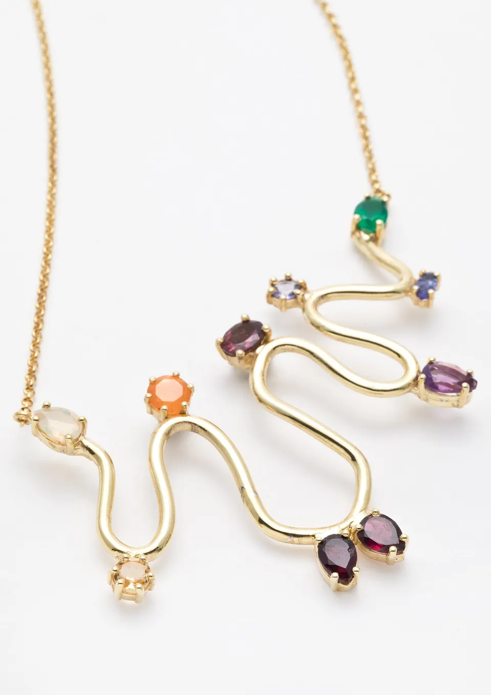 Voodoo Jewels Bold Shapes Yamuna collana dorata pietre naturali