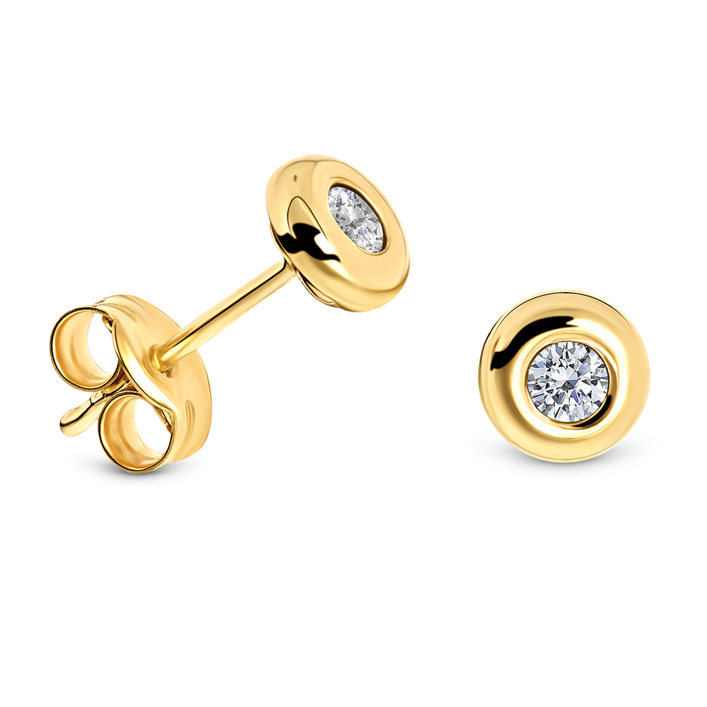 Miore Orecchini Oro Giallo 9 Kt Zirconi Donna