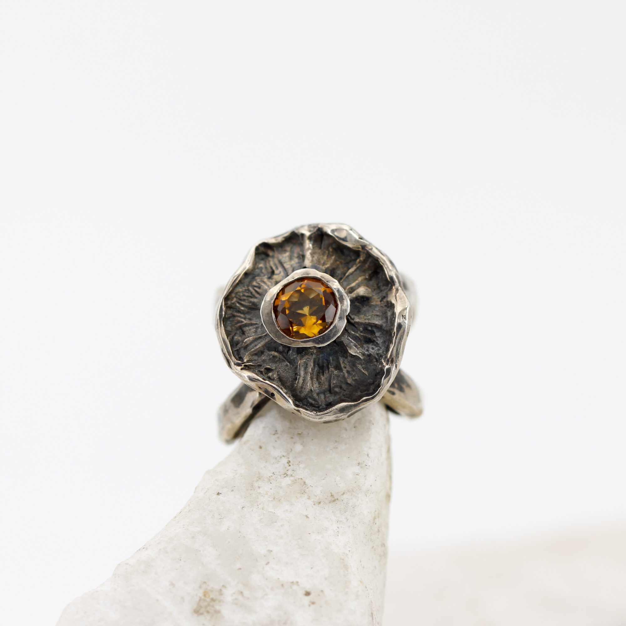 Anna Gioielli Winter Flower Anello Argento Quarzo Citrino