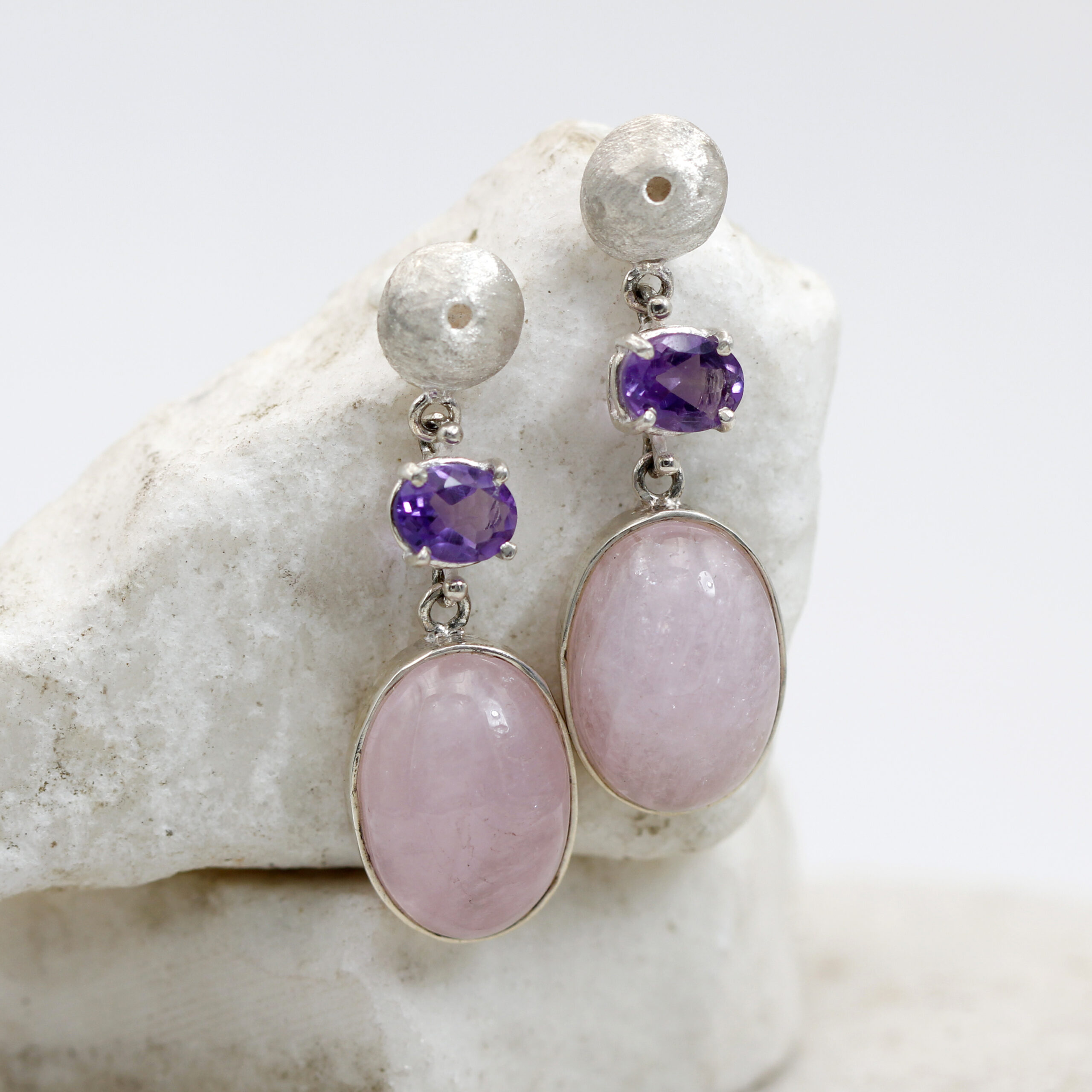 Anna Gioielli Orecchini argento morganite ovale ametista