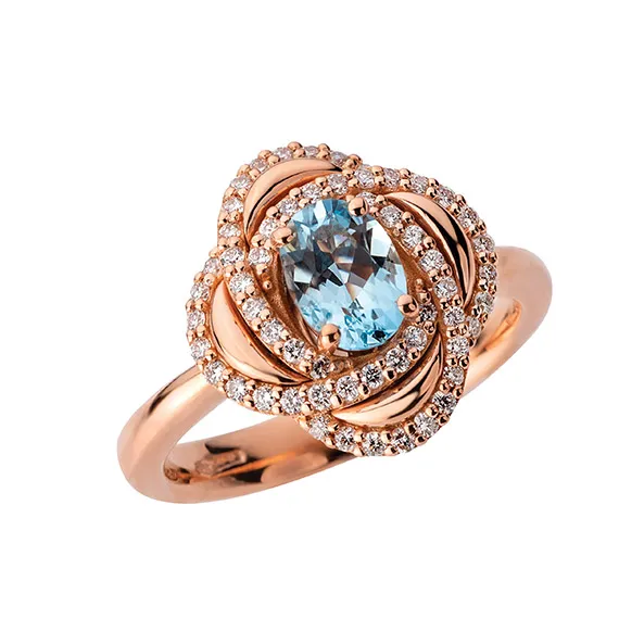 Polello Centrika Anello Acquamarina oro diamanti