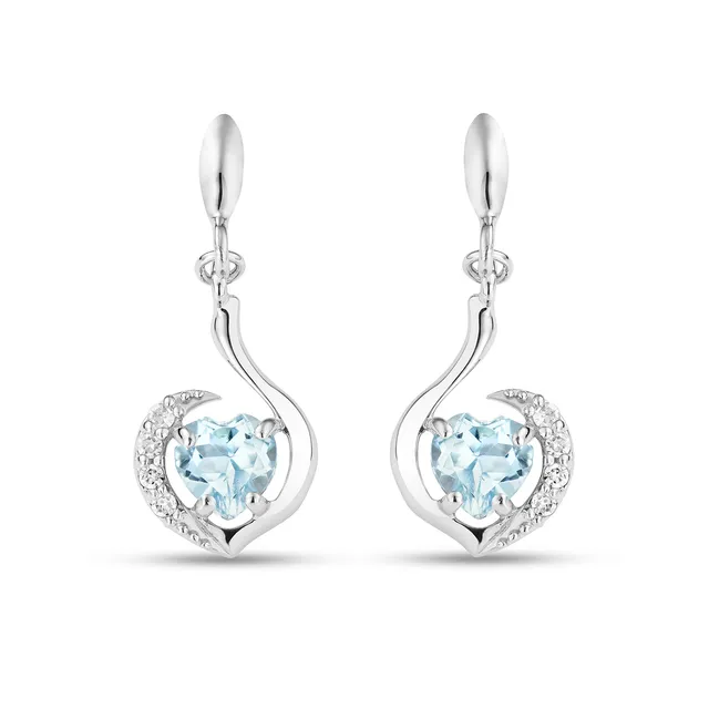 Miore Orecchini Oro Bianco 9Kt Topazio Blu
